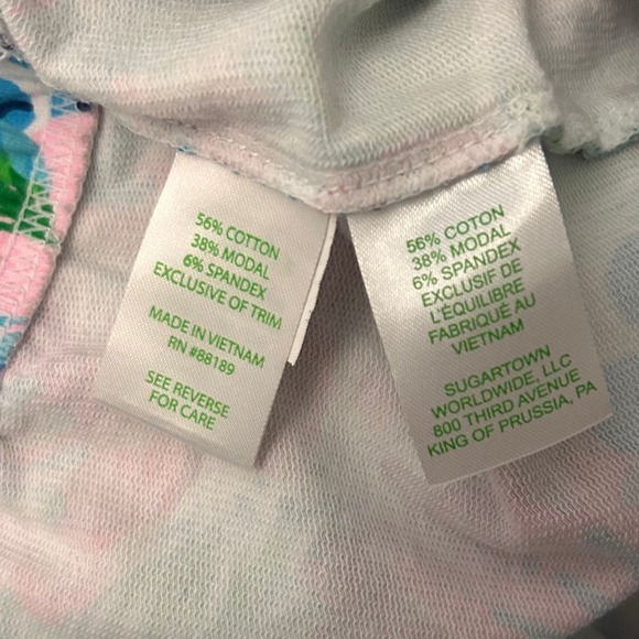 Lilly Pulitzer Jogger Pants Womens M Ocean Treasure Pink Blue Floral Stretch - Picture 5 of 8